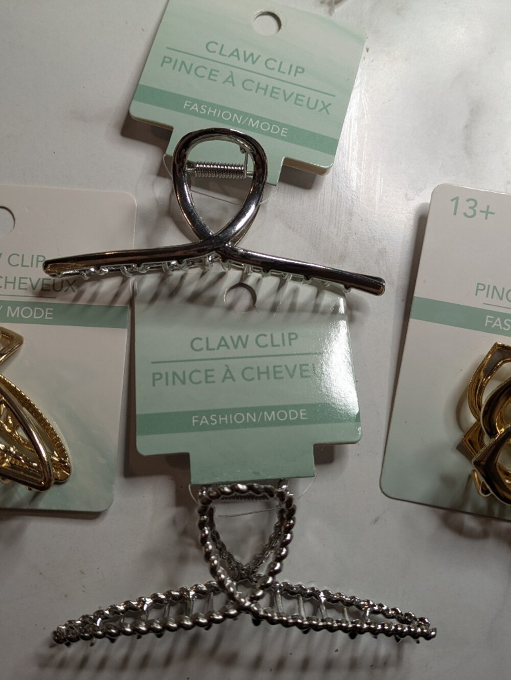4 Metal Hair Claw Clips - Women's Accessory